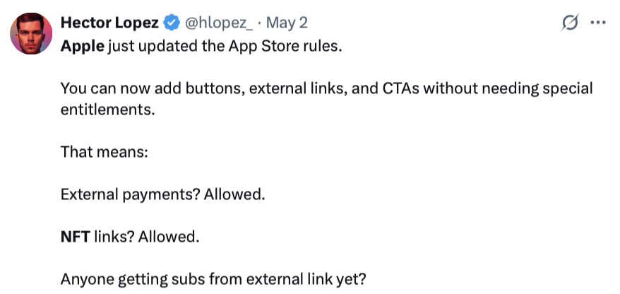 Kripto uygulamalar App Store dışına yönlendirme yapabilecek