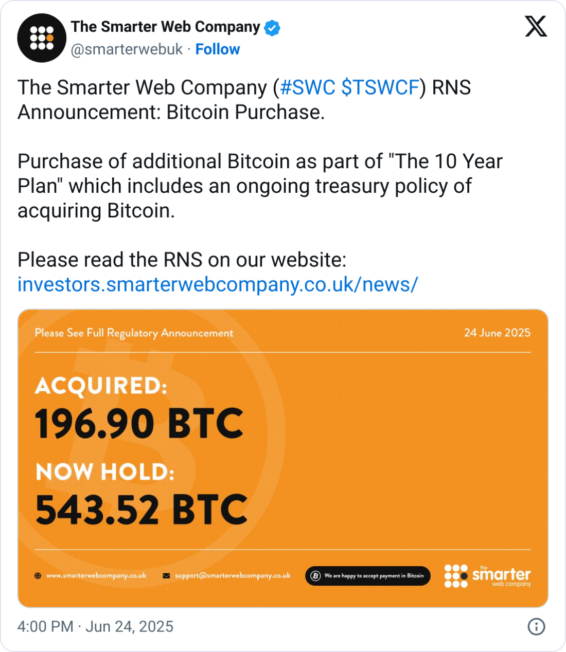 Bitcoin biriktirmeye başlayan web tasarımı firmasına yatırım yağdı