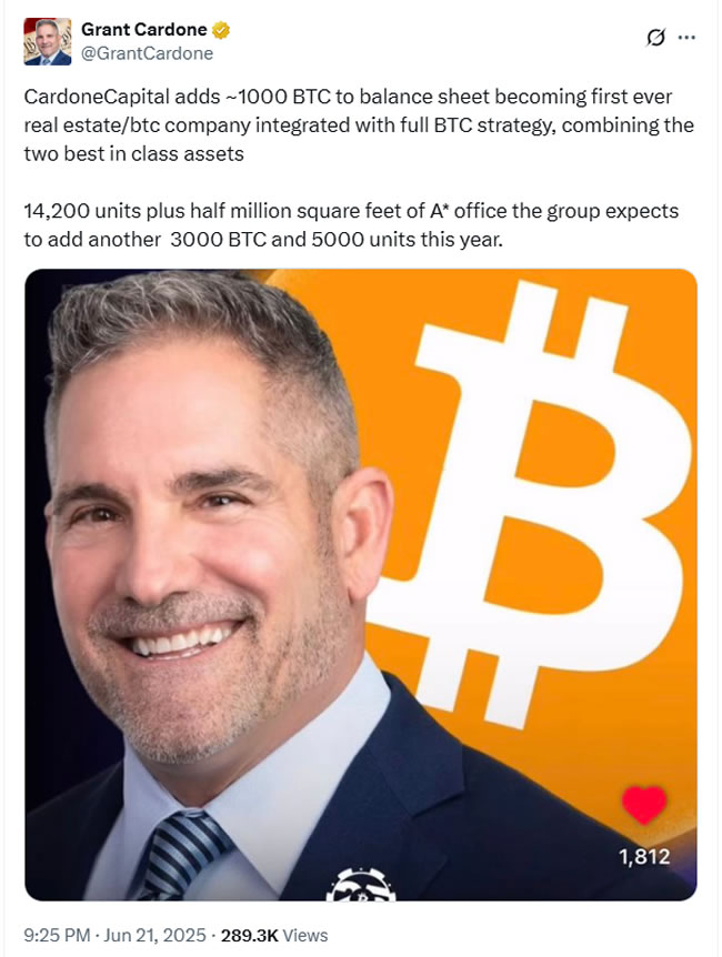 Gayrimenkul milyarderi 1.000 BTC alarak Bitcoin stratejisini resmen başlattı