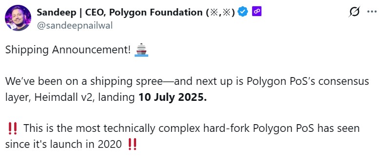 Polygon ağında gelmiş geçmiş “en karmaşık” sert çatallanma işlemi gerçekleşiyor