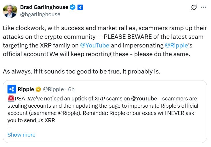 YouTube ve Google’da Ripple adıyla yayılan sahte XRP kampanyaları can yakıyor