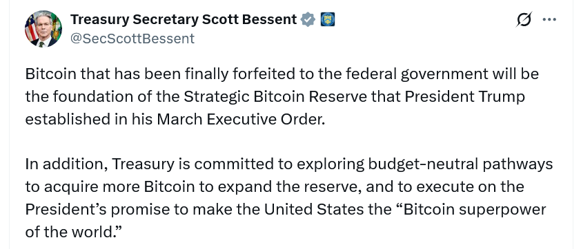 ABD Hazinesi, Stratejik Bitcoin Rezervi için alım planlarını sürdürüyor