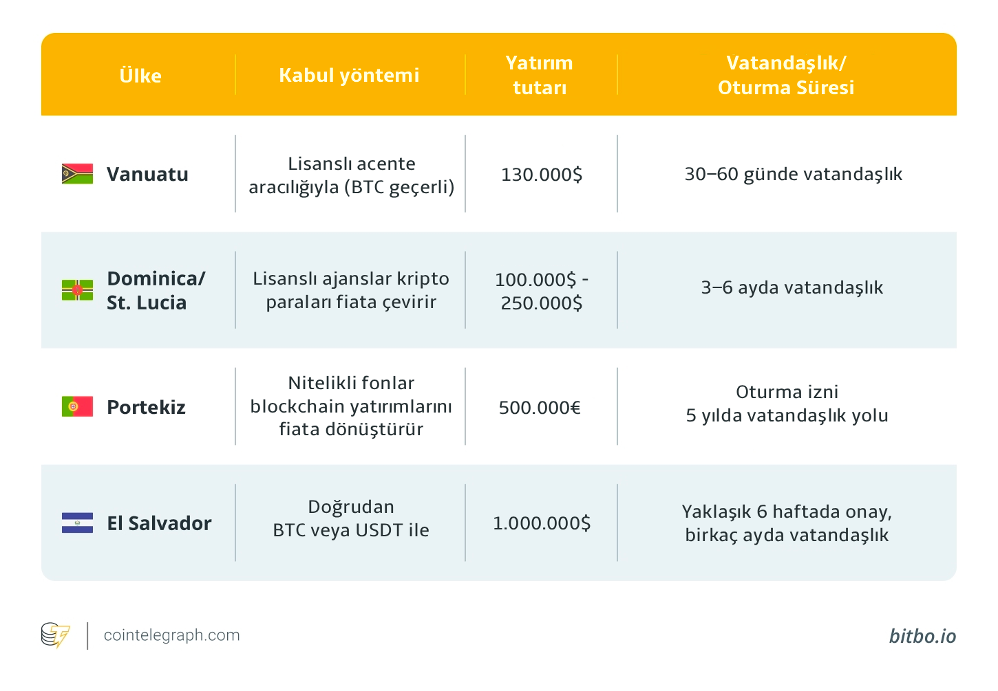 Kripto para ile vatandaşlık veya golden visa alınabilecek 4 ülke