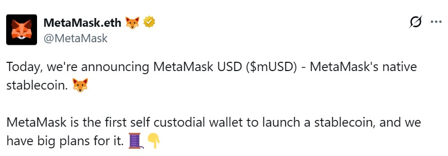 MetaMask günlük harcamalar için mUSD stablecoin çıkarıyor