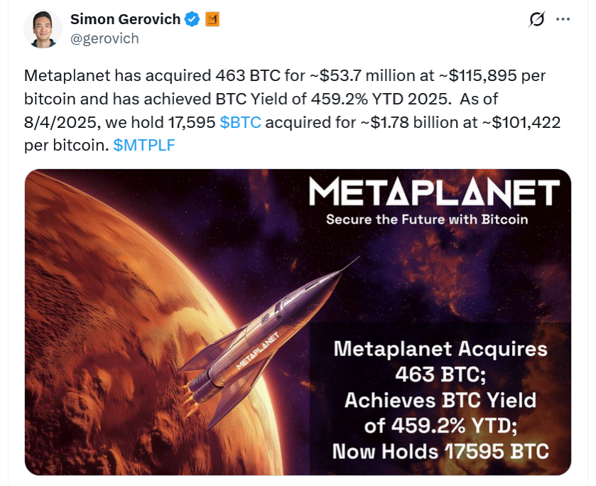 Metaplanet 463 BTC daha aldı