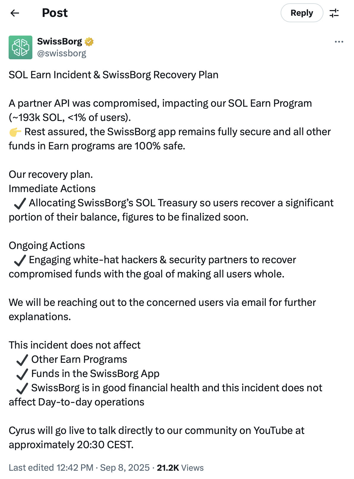 41 milyon dolarlık vurgun! SwissBorg’un Solana staking programı hacklendi