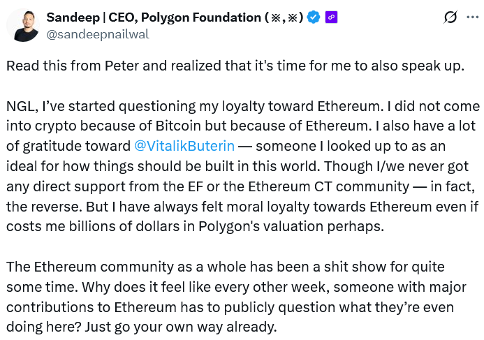 Ethereum topluluğu Polygon’u ikinci katman olarak görmüyor iddiası