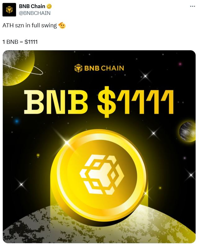 Milyar dolarlık yükseltme duyuran BNB 1.111 dolarla rekor kırdı