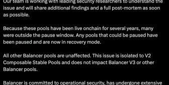 Balancer ağında 100 milyon dolara mal olan güvenlik açığı inceleme altında