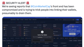 CoinMarketCap kötü amaçlı cüzdan dolandırıcılığını tespit edip kaldırdı