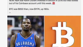 NBA süperstarı Kevin Durant’in unutulan Bitcoin serveti geri döndü